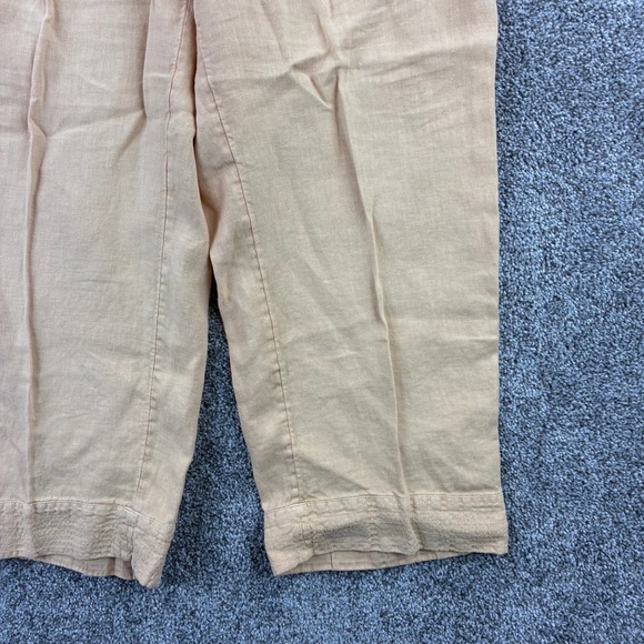 J Jill Pure Jill Garment Dyed Linen Pants Women's M Peach Elastic Waist Crop - Picture 3 of 6